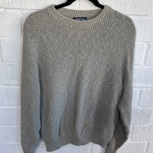 Lands' End Cotton Crewneck Green Long Sleeve Sweater sz M